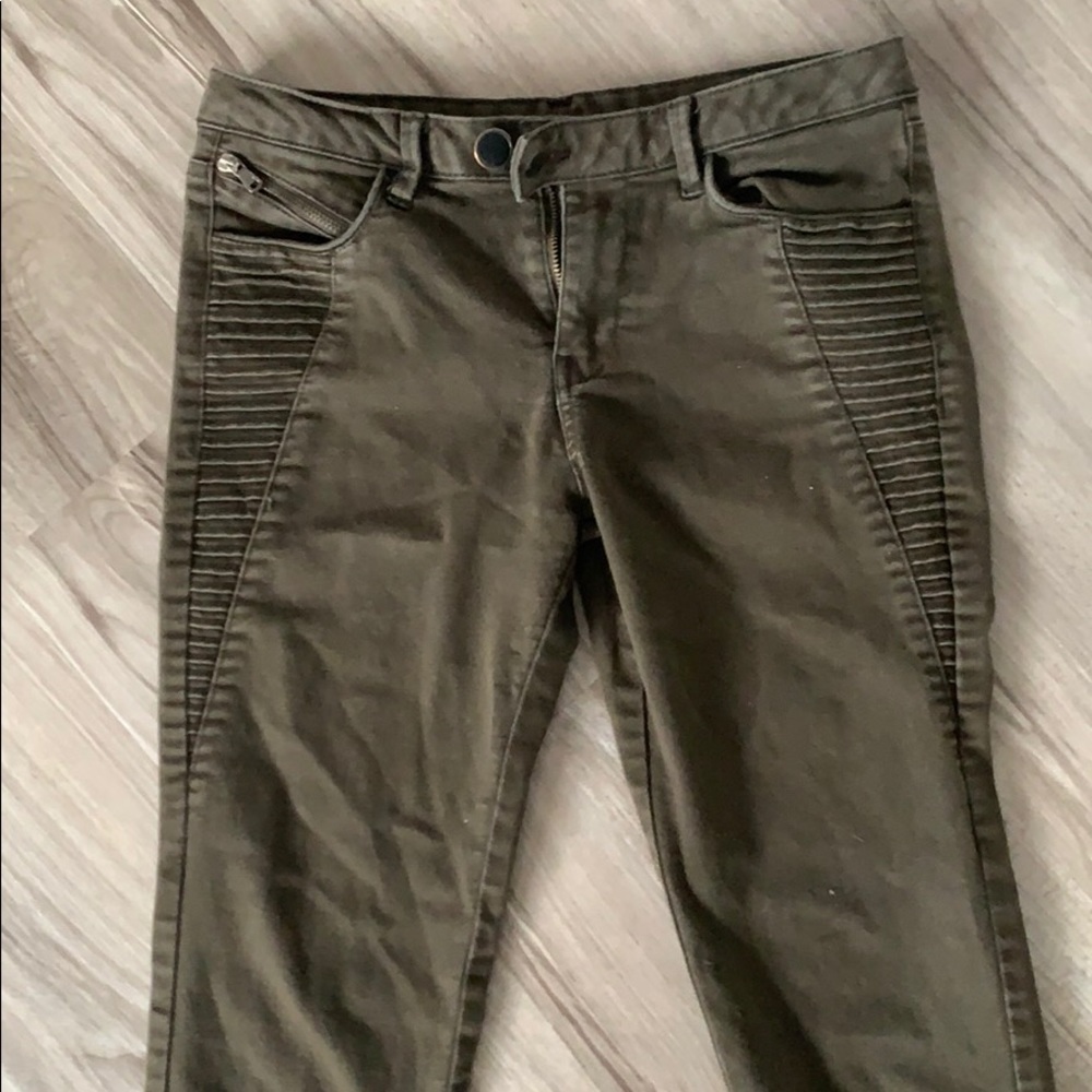 green zara basic jeans